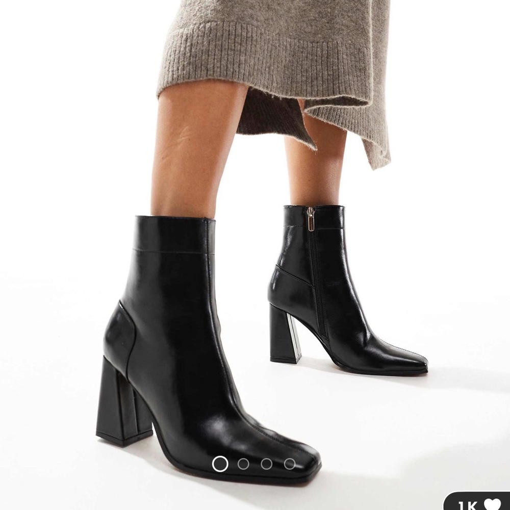 ASOS Black Flared Heel Ankle Boots